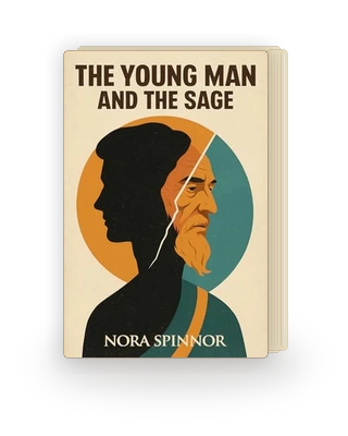 Book mockup of The Young Man and the Sage by Nora Spinnor